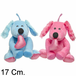 KOSEHUND MED HJERTE - 17 CM - MIKSFARGER (12 stk.)