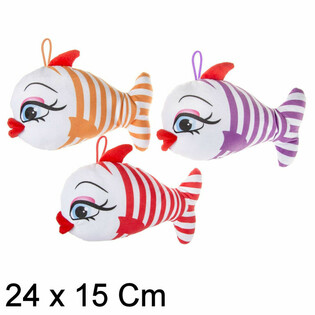 Plysj Glad Fisk med Store Lepper - 24 cm - Mix (12 stk)