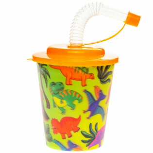 Dinosaurus Drikke-/Isbeger med Suger&oslash;r - 250ml (12 stk)