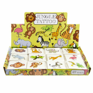Fun Tattoos - Jungeldyr Display (48 Pakker)