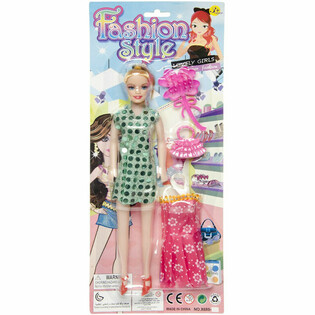 FASHIONDUKKE MED KJOLE P&Aring; KORT (12 stk.)
