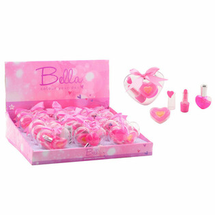 3-delers Bella sminkesett for barn i hjerteform i display (18 stk.)