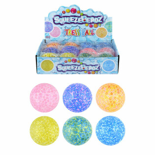 Squeeze stressball med perler Ø7cm i display (12 stk.)
