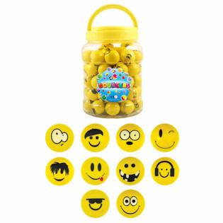 Smiley Funny Faces Spretteballer Ø3,3cm i Boks (72 stk.)