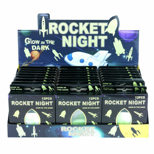 GLOW IN THE DARK RAKETT ROMFART FOR TAKET I DISPLAY (24 stk)