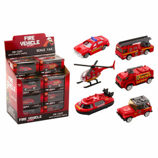 DIE CAST - MIX BRANNKJ&Oslash;RET&Oslash;Y - SKALA 1:64 - I DISPLAY (24 stk.)