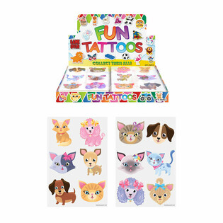 Fun Tattoos: Katter & Hunder (Display med 96 stk.)