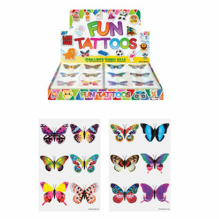 FUN TATTOOS - MODELL: SOMMERFUGLER I DISPLAY (96 stk.)