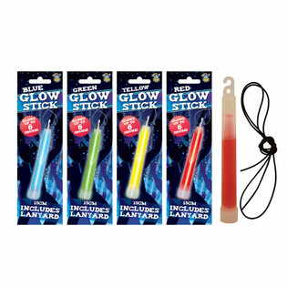 Glowstick Knekklys - 15 cm med snor - miksede farger i display (12 stk.)