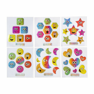 GLITTERKLISTREMERKER - MODELL: SMILEY (100 stk.)