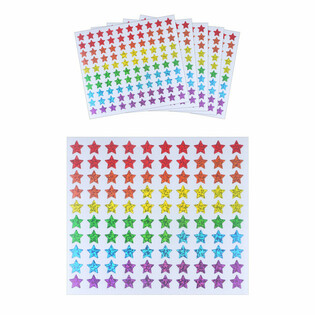 FUN STICKERS - FARGERIKE STJERNEKLISTERMERKER - 100 PER ARK (5 stk.)