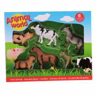 ANIMAL WORLD - LEKSETT MED 6 STK. BONDEG&Aring;RDSDYR LEKEFIGURER (1 stk.)