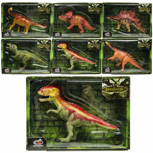 Dinosaur Levefigurer - Luksus Gaveeske - Mix Varianter (Sett med 6)