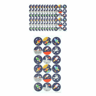 FUN STICKERS - VERDENSROMMET / ROMFART - 18 KLISTERMERKER PER ARK (10stk)