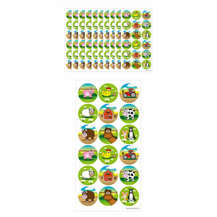 FUN STICKERS - BONDEG&Aring;RDSDYR KLISTERMERKER - 18 STICKERS PER ARK (10 stk.)