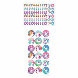 MORSOMME UNICORN STICKERS - ENHJ&Oslash;RNING KLISTERMERKER - 18 PER ARK (10 stk.)