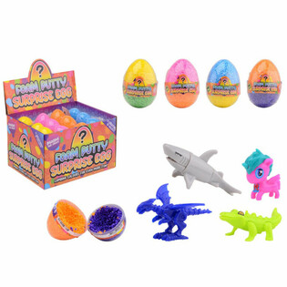 FOAM PUTTY OVERRASKELSESEGG - MED LEKET&Oslash;Y I DISPLAY (24 stk.)
