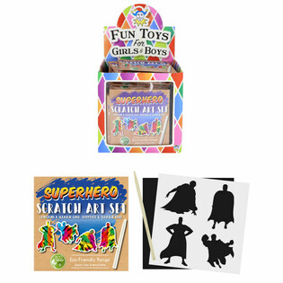 Milj&oslash;vennlig Magisk Skrapepapir Superhelter Display (108 stk.)