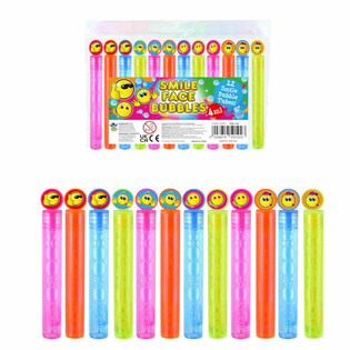 Fargerike Smiley såpeboblerstaver (1 pakke med 12 stk.)