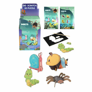 SCRATCH 3D Skrapepuslespill Display - Insekter (18 stk)