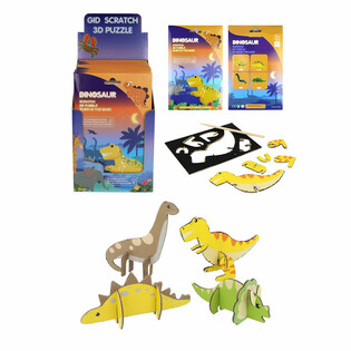 SCRATCH 3D Dinosaur-puslespill - Display (18 stk.)