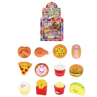 Squishy Fast Food-figurer for lykkepose i display (60 stk.)