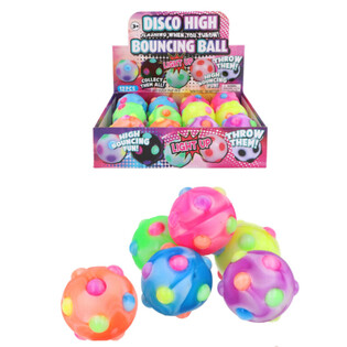 Lysende Disco Spretball - 6cm - Display 12 stk.