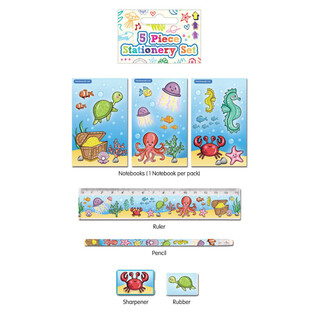 5-delers Sea Life skrivesett (24 stk.)