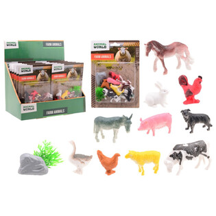 ANIMAL WORLD - Bondegårdsdyr Lekesett 12 deler - i Display (12 stk)