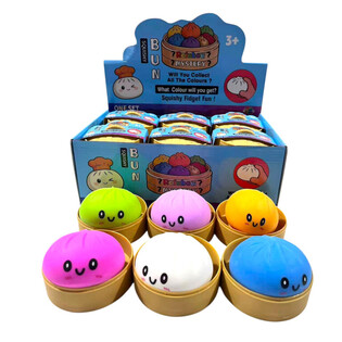 RAGE - Squishy Bun Dumplings STORE (M&aring;l 8.5 x 8.5 x 4.8 cm) - Viral 2026 Fidget Toy (12 stk.)