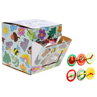 SNURREBASSER I TRE MED FRUKTPRINT - I DISPLAY (42 stk.)
