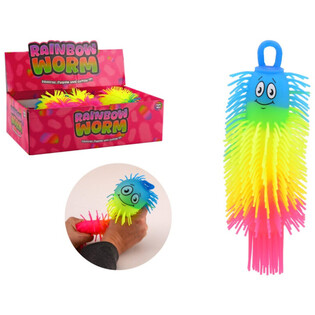 RAINBOW PUFFER ORMEBALL - 22CM - MIKSFARGER - I DISPLAY (24 stk.)