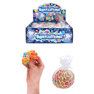 SQUEEZY BEADZ KLEMMEBOLLER MED NETT I DISPLAY (36 stk.)