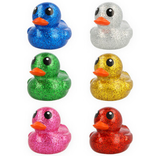 Store Fargerike Glitterbadeender Mix - 10x8x8 cm (6 stk.)