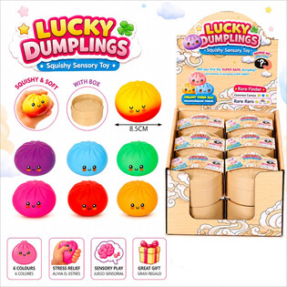 RAGE - LUCKY DUMPLINGS - Squishy Bun Dumplings STOR Str. 8.5 x 8.5 x 4.8 Cm - I DISPLAY (12 stk.)