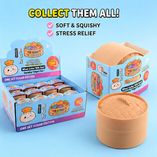 RAGE - Squishy SUGAR EDITION Bun Dumplings LITEN (5.3 x 5.3 x 4.1 cm) Viral 2026 Fidget Toy (24 stk.)