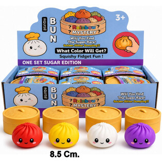 RAGE - Squishy SUGAR EDITION Bun Dumplings STOR (8.5 x 8.5 x 4.8 cm) - Viral 2026 Fidget Toy (12 stk.)