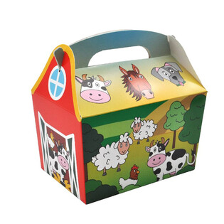 MENUBOX MODELL: BONDEG&Aring;RDSDYR - M&aring;l 18.5x12x19 CM - FOODBOX - KIDSBOX (24 stk.)