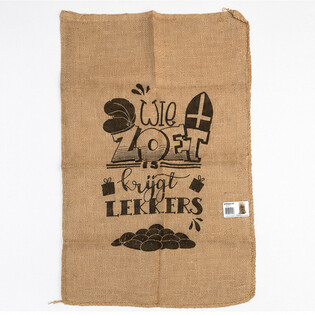 STOR SINTERKLAAS JUTESEKK - MED TEKST: WIE ZOET IS KRIJGT LEKKERS - Ca. 60 x 100 cm (1 stk.)