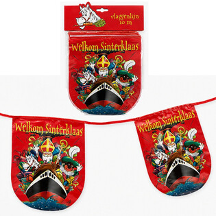 SINTERKLAAS - VIMPELREKKE "WELKOM SINTERKLAAS" - LENGDE: 10 Meter (6 stk.)