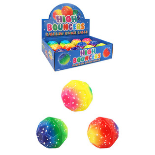 HIGH BOUNCE REGNBUE SPACE SPRETTEBALL - I DISPLAY (12 stk.)