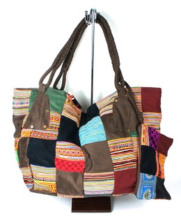 B-FAIR PATCHWORK-VESKE STOR BRUN (1 stk)