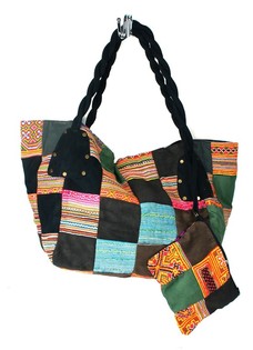 B-FAIR VESKE PATCHWORK STOR SVART (1 stk)