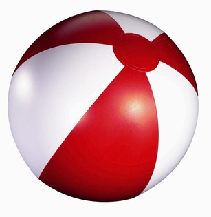 STRANDBALL RØD/HVIT (12 stk.)